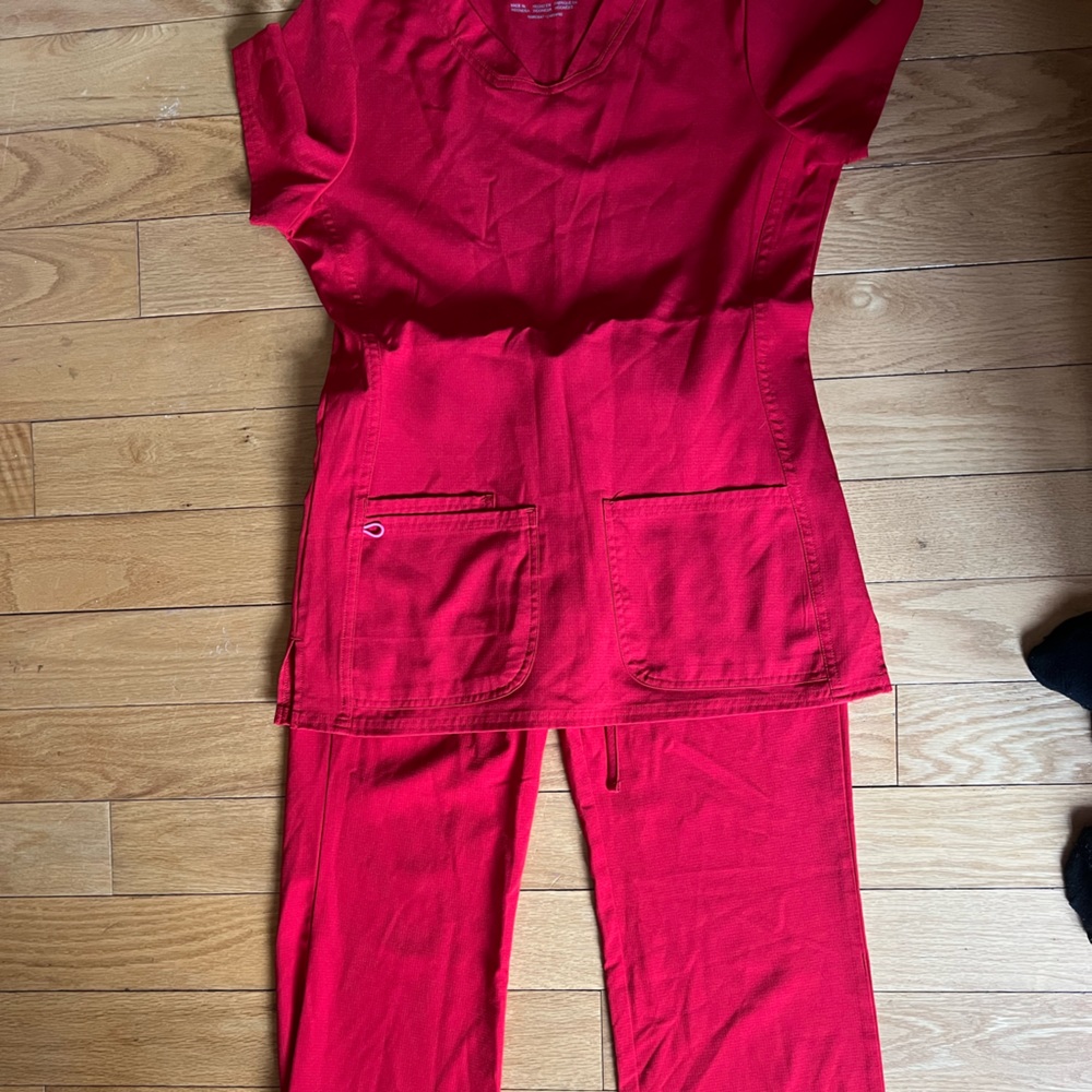 XS red scrub set